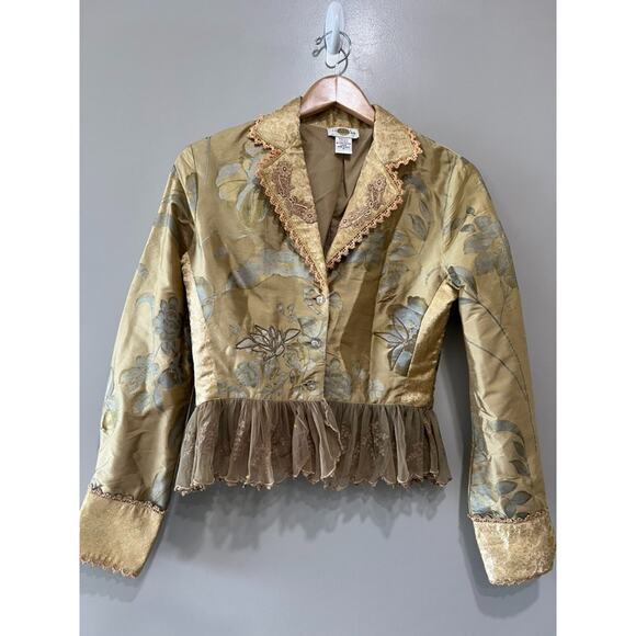 Sandy starkman Silk Victorian renaissance Vintage jacket top Fairycore Small - Picture 1 of 10